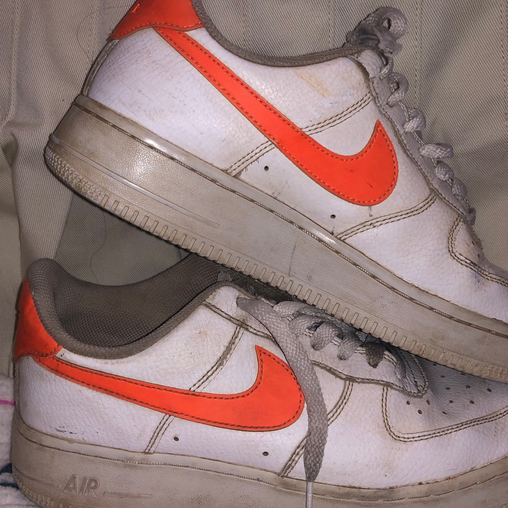 SOLD OUT nike air forces 1s neon orange swoosh